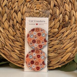 🆕 Valentines Smiley Face Car Coasters